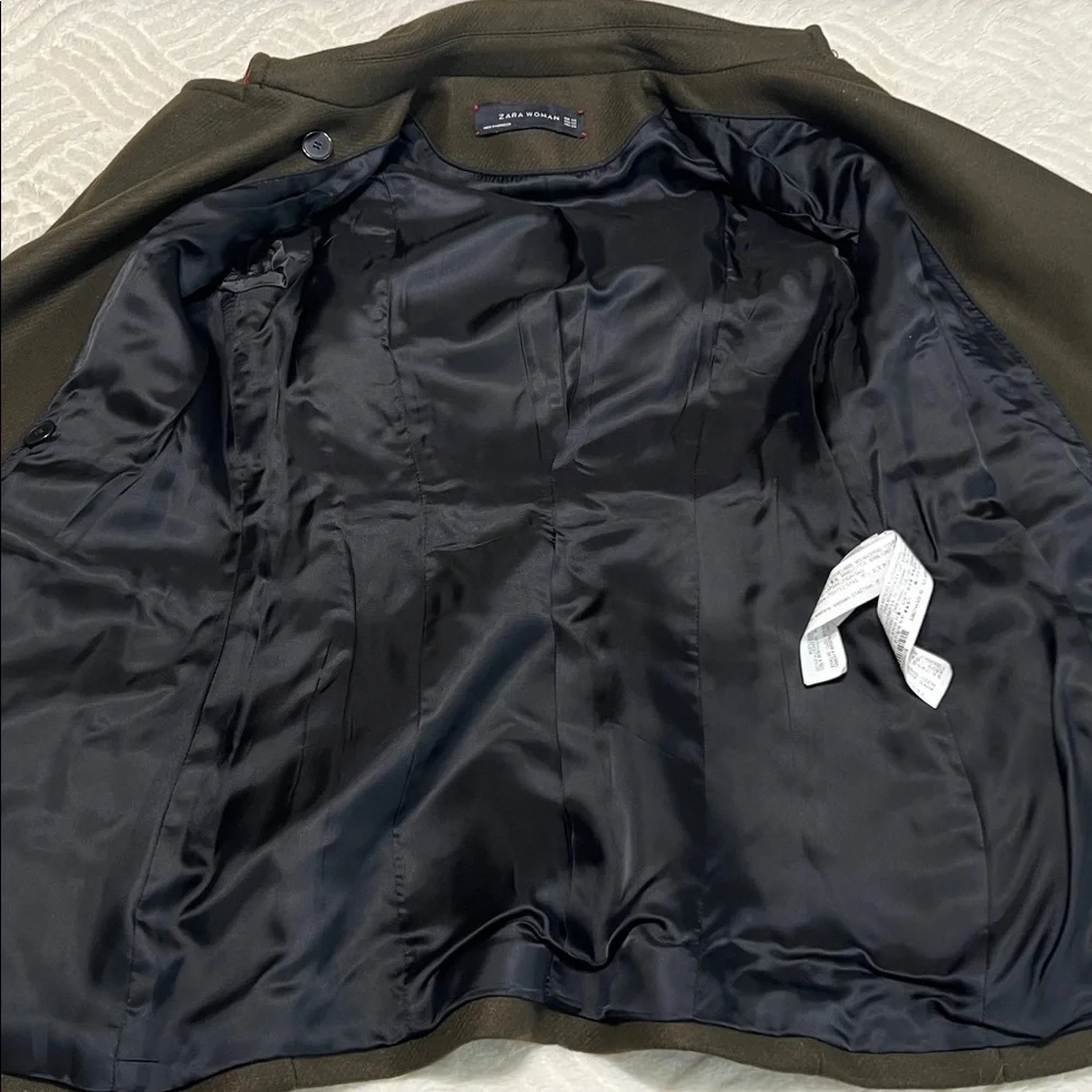 Zara Woman Olive Military Double-Breasted Blazer Jacket XS | Excellent Condition - Picture 13 of 13